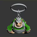 Decorative Cartoon Character Keychain With Green Shirt Red Shorts And Key Ring