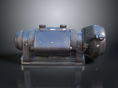 Weapon Mechanical Component With Heavy Metal Cylindrical Body Dual Knobs Solid Base And Vents 3d model