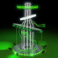 Commercial Equipment Green LED Multi Ring Tower Display With Modern Spiral Lighting Design Structure 3d model