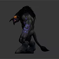Game Movie Character Fantasy Monster With Furry Body Purple Markings And Orange Horns