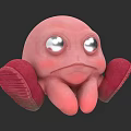 Cute Pink Game Movie Character With Large Shiny Eyes And Red Feet