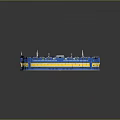 Modern Stadium Design With Blue Yellow Seats And Green Grass Field