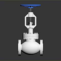 White Mechanical Valve With Blue Handwheel And Flange Connections Design