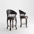 Dark Leather Dining Chairs With Carved Legs And High Back Classic Design