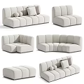 Light Beige Sectional Sofa With Modern Curved Design And Soft Plush Pillows 3d model