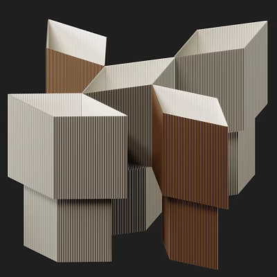 Modern Geometric Table Lamp With Brown Gray Striped Design And Multicolor Blocks 3d model