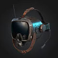 Vintage Aviator Helmet With Dark Metallic Goggles Leather Straps And Headphones