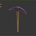 Pickaxe With Blue Head And Orange Handle 3D Render Isolated On Gray Background 3d model