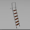 Sturdy Multi Step Ladder with Metal Frame Red Steps and Silver Handrail Design 3d model