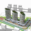 Modern High Rise Buildings With Green Landscaping And Urban Planning Design