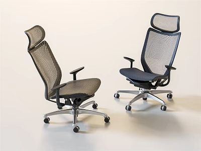 Two Modern Office Chairs With Mesh Back High Back Design And Swivel Wheels 3d model Two Modern Office Chairs With Mesh Back High Back Design And Swivel Wheels 3d model