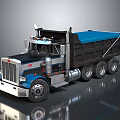 Blue and Black Dump Truck With Classic Front Design Tipper Bed And Blue Cover