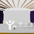 Purple Sparkling Backdrop Photo Check-in Spot With Modern Design Decorative Flowers And Lighting