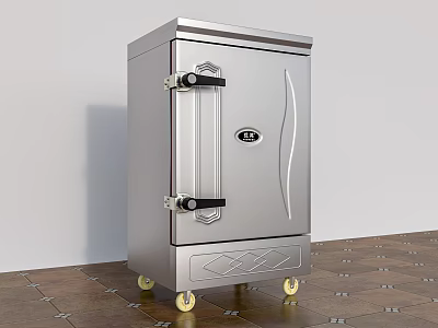 Stainless Steel Commercial Kitchen Appliance With Wheels Single Door And Silver Finish 3d model