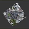 Modern Urban Aerial View With City Buildings Square Green Space And Roads