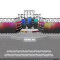 Vanke Event Stage Setup Featuring Vibrant Colored Lights Colorful Backdrop Panels And Audience Seats