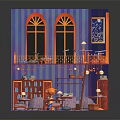 Dollhouse Interior Design With Two Levels Arched Windows Bookshelves And Red Flooring