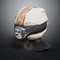 White Textured Sphere With Black Strap And Metallic Accents On Black Base Design