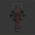 Futuristic Sci Fi Weapon Red Metallic Body Transparent Display Green Pipe And Energy Elements