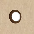 Round Wall Light with Dark Brown Frame and White Light Mounted on Light Wood Wall 3d model