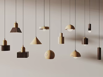 Modern chandelier wood grain chandelier 3d model