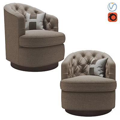 Modern Fabric Upholstered Lounge Chairs With Tufted Backrest And Decorative Pillows 3d model