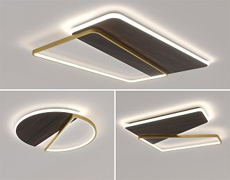 Modern Ceiling Lamp Dark Wood Art Geometric Ceiling Lamp 3d model