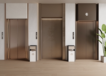 Modern elevator hall elevator door 3d model