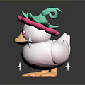 White Duck Toy with Pink and Green Floral Crown Surrounded by Sparkling Stars