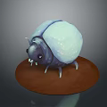 3D Model of Beetle with Light Blue Shell White Spots and Brown Circular Base