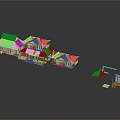 Traditional Chinese Architecture Model With Multiple Wooden Structures Blue Tiled Roofs and Detachable Components
