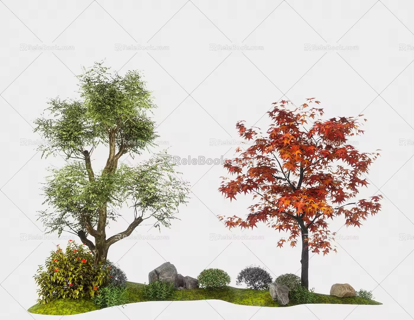 arbor landscape tree modeling tree big tree red maple courtyard tree 3d model
