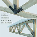 Wooden Wall Decor With Metal Brackets Bolts And Various Truss Designs