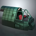 Green Cockpit Model With Red Seat And Detailed Interior Design Structure 3d model