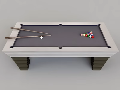 Modern Leisure Entertainment Billiard Table With Cues And Colorful Balls 3d model