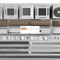 Air Conditioner Fans Various Types And Modern Designs In White Brown Colors