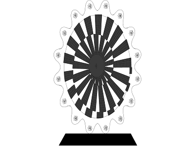 Decorative Ornament Set With Radial Pattern And Ornate Edges On Black Base 3d model