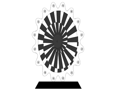 Decorative Ornament Set With Radial Pattern And Ornate Edges On Black Base 3d model
