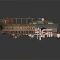 Car Mechanical Structure 3D Model With Engine Components Pipes And Frame