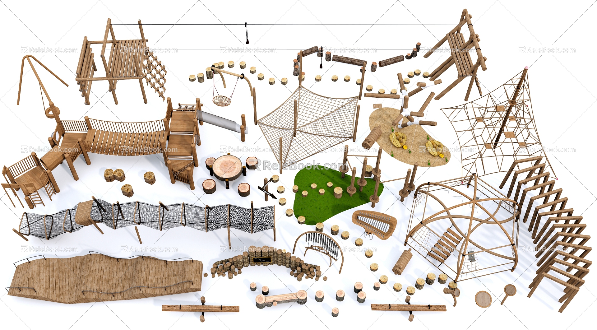 Modern play equipment wooden children's facilities model