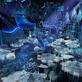 Luxury Banquet Hall Interior With Modern Lighting And Elegant Table Decorations