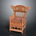 Vintage Wooden Leisure Chair With Intricate Carved Patterns And Decorative Armrests
