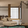 Modern Basement Living Room With Sofas Colorful Cushions And TV