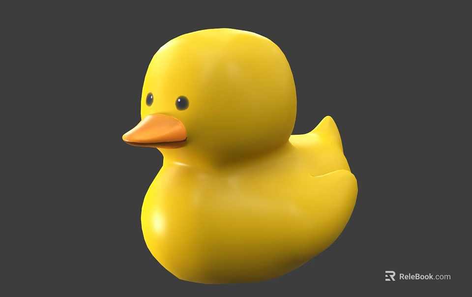 Cute Yellow Rubber Duck Toy With Classic Design And Orange Beak 3d model 