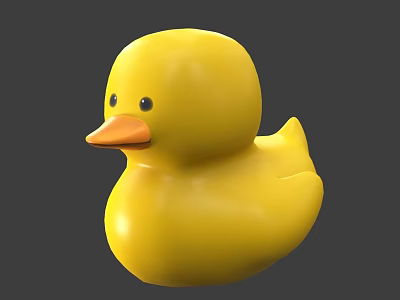 Cute Yellow Rubber Duck Toy With Classic Design And Orange Beak 3d model