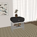 Modern Bedside Table with Black Leather Top Transparent Acrylic Frame Vase Dried Flowers and Books