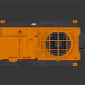 Heavy Duty Industrial Orange Equipment With Black Top Metal Railings And Circular Sides