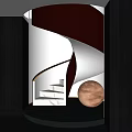 Modern Spiral Staircase With Marble Steps Copper Railing And Round Sphere Light