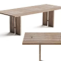 Solid Wood Dining Table Featuring Simple Legs And Natural Grain Surface 3d model