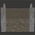 Traditional Stone Arch Bridge Structure With Wooden Railings And Brick Pavement